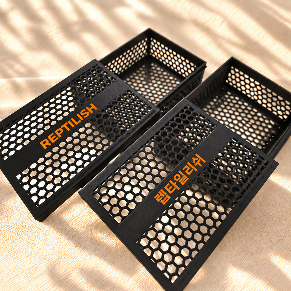 Coperchi di Mating Mesh personalizzati con le scritte REPTILISH e 렙타일리쉬